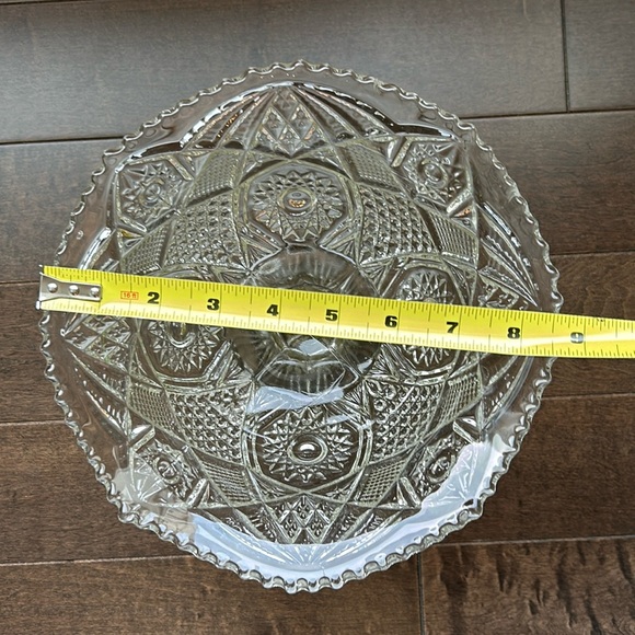 Vintage 1910 Keystone Pattern Pedestal Compote by U.S. Glass Co. (Reproduction) - Picture 12 of 14